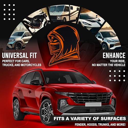 Image of Ninja Emblem, Custom 3D Car Badge - Universal Exterior Accessories for Car, Truck, SUV, Motorcycle (Set of 2) (Orange)