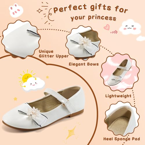 Aomigoct Girls Flats Dress Shoes: Little Kid Princess Ballerina Flats for Birthday Party - Girls Mary Jane Shoe for Wedding School3