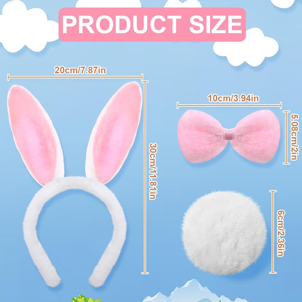 Spiritzohic Bunny Ears Headband, 18PCS Rabbit Fancy Dress Accessories Set Animal Cosplay Costumes Set including Headband, Bow - Image 2
