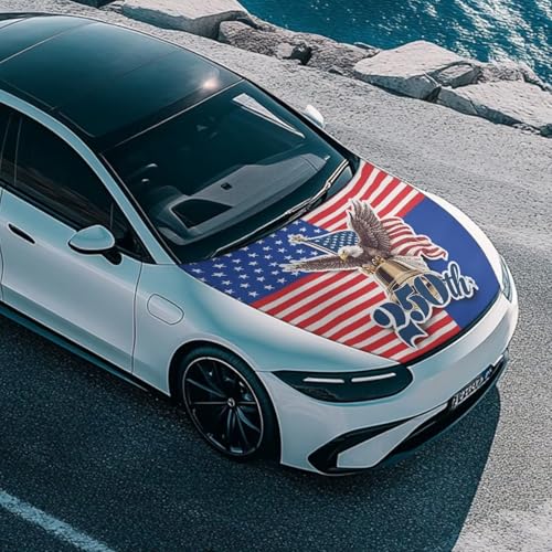 Image of America 250 Car Hood Cover Polyester Elastic Fabrics Washable Suitable for Large SUV and Pickup Trucks 39x59in