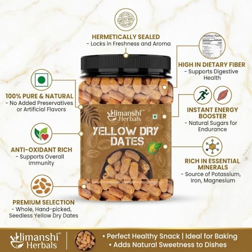 Image of HIMANSHI HERBALS Premium Dried Dates (Dry Date) Natural Soft Chewy Dates Dry Fruit,No Sugar Added, Rich in Fiber Healthy snacks
