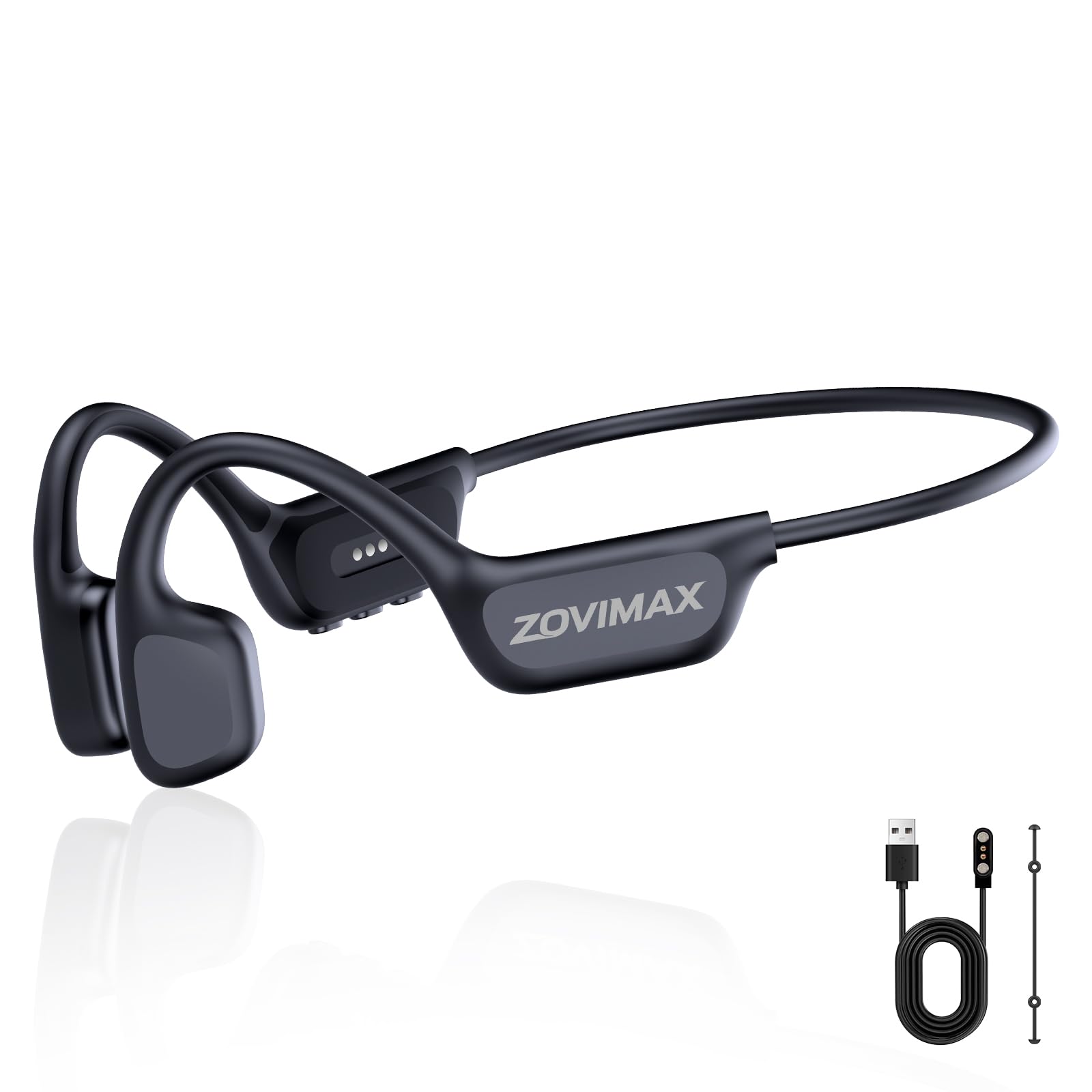 ZOVIMAX Militär Knochenschall Kopfhörer, Bluetooth 6.0, IP68 wasserdichte Schwimmen Sportkopfhörer mit MP3-Player 8G Speicher, 12h Laufzeit Windschutz Open Ear Sportkopfhörer, Schwimmen/Laufen/Radeln