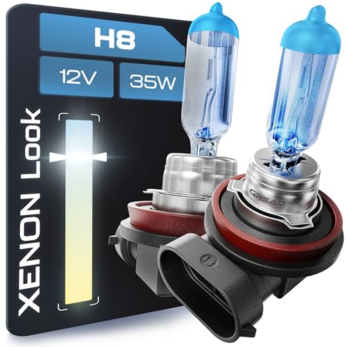 Gread - 2x Lampada alogena H8 Xenon Style - bianco - 8500k 35W - E-Mark