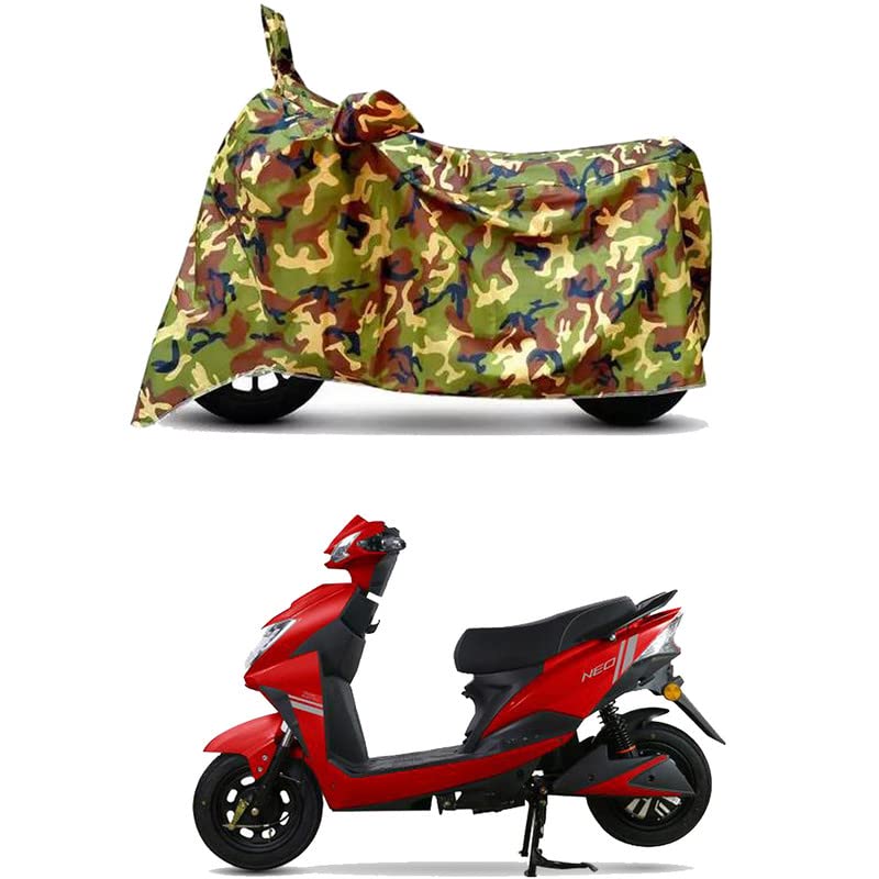 Image of Waterproof 100% PVC Coated Full Bike Scooty Two Wheeler Body Cover Compatible for Techo Electra Neo /UV-Rays /Heat Protection /Birds Dropping /Scratchproof /Dust Proof [6X6 Jungle Print]