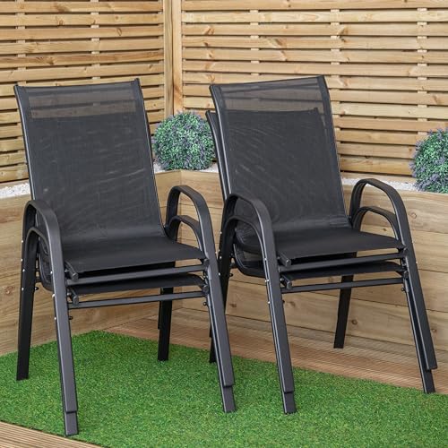 Samuel Alexander Set Of 4 Outdoor Garden Patio Textilene Furniture Chairs In Black - 2