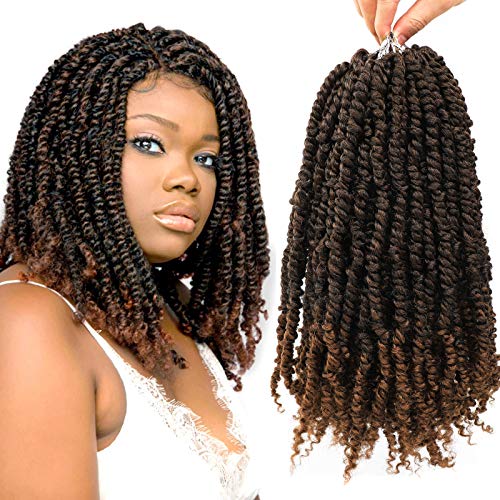 Lihui Spring Twist Hair 12 Inch Pre-Twisted Passion Twist Hair 7 Packs Spring Twist Crochet Soft Passion Twist Crochet Hair Pre Looped Soft Locs Crochet Hair(1B/30)
