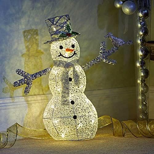 Marco Paul Interiors Christmas Pre-Lit Frosty the Snowman Standing Decoration 62cm with 20 Warm White LED Lights Festive Xmas Light Up Décor LED Lighting Indoor Use