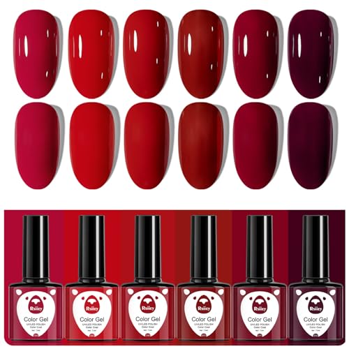 GZSYY Esmalte de uñas UV de gel, 6 unidades, color rojo, para uñas