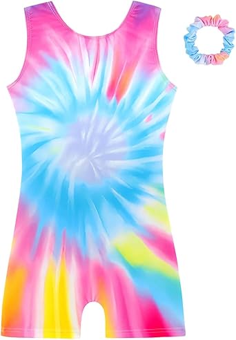 HOZIY Gymnastics Leotards for Girls with Shorts Biketards Dance Tumbling Outfits Matching Scrunchies 1-12 Years Old