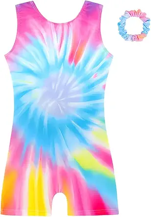 HOZIY Gymnastics Leotards for Girls with Shorts Biketards Dance Tumbling Outfits Matching Scrunchies 1-12 Years Old