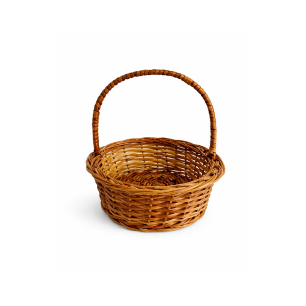 Nivi Traders | Round Handle Deep Cane Bamboo Basket (10x10 Inches) | Handmade Eco-Friendly Cane Wicker Basket | Multipurpose Storage- fruit basket, storage basket | Natural Brown | 2 Kg Capacity-picture-13