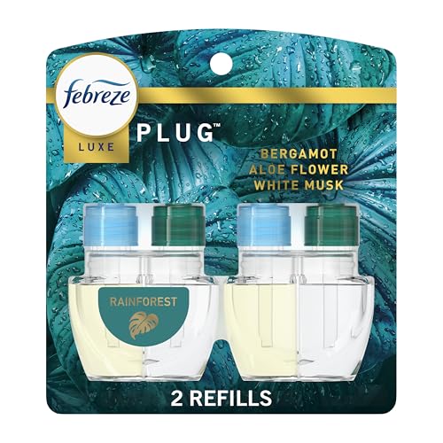 Febreze Fade Defy PLUG Air Freshener & Odor Fighter, Rainforest, .87 fl. oz. Oil Refill, 2 Count