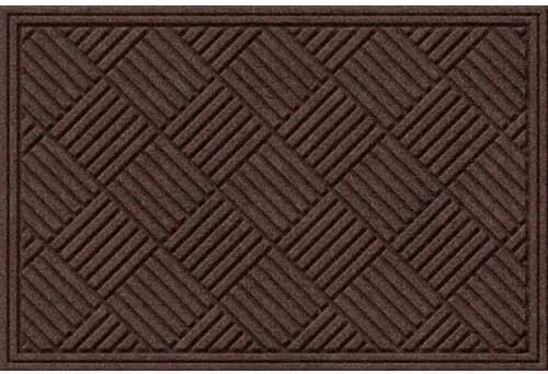 Apache Mills Textures Crosshatch 2' x 3' Non Slip Weather and Stain Resistant Entrance Door Mat, Walnut