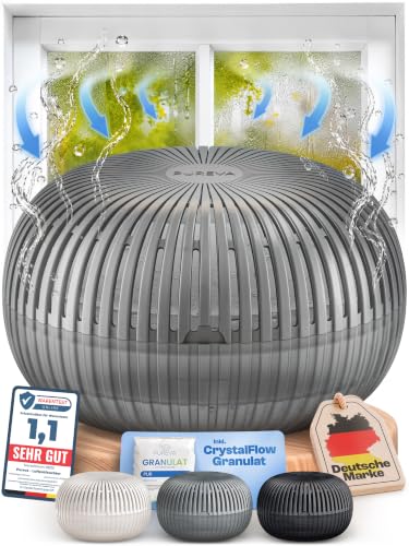 PUREVA Flow Luftentfeuchter ohne Strom mit 450g Granulat [NEUESTE...