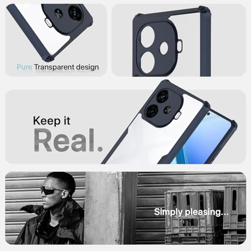 Image of Pikkme Vivo Y200 GT 5G Back Cover | Crystal Clear Transparent Back | Ultra Hyrbid | Full Camera Protection | Raised Edge | Bumper Back Case (Blue)