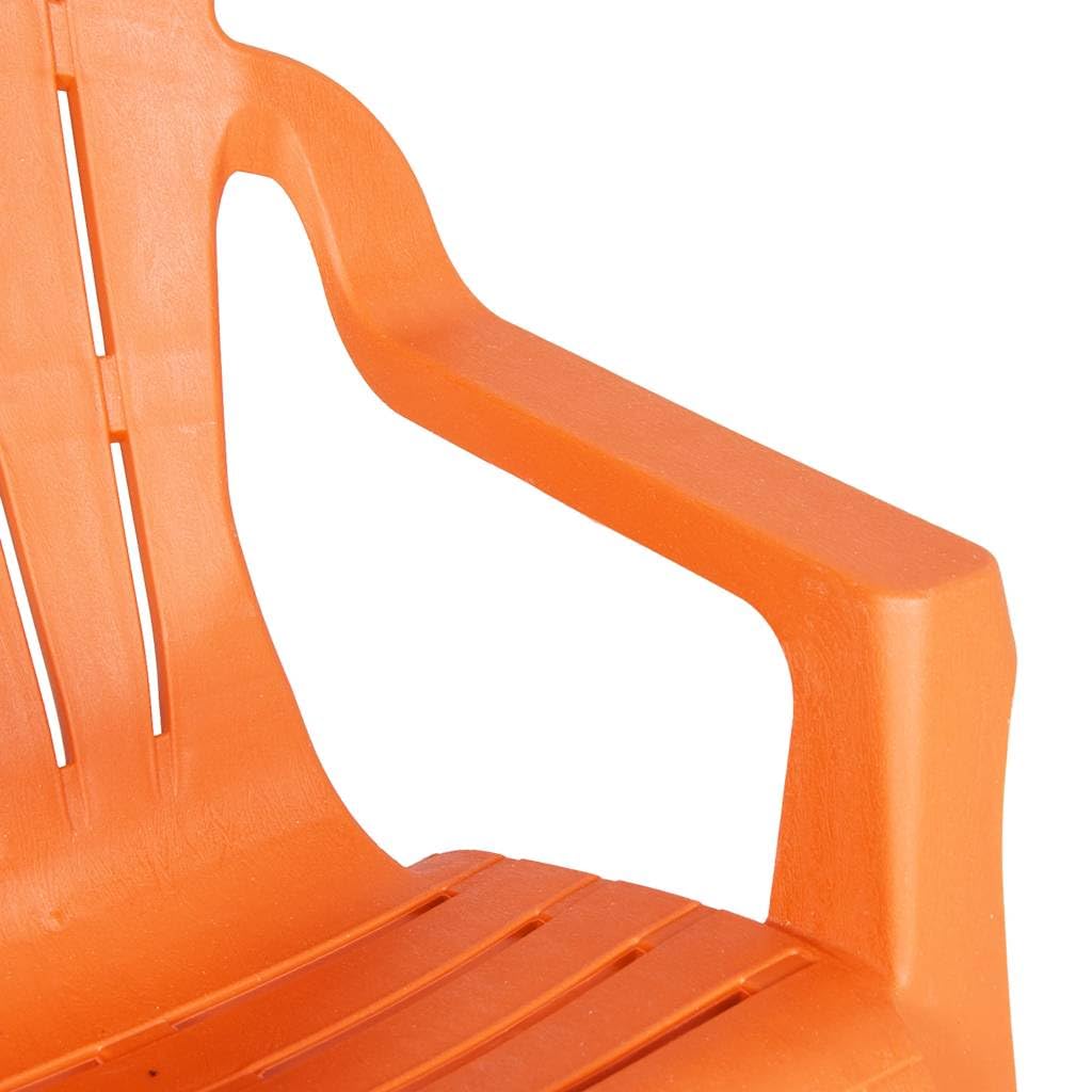 Kinder-Gartenstühle 2 STK Orange aus Polypropylen mit Holzoptik 37x34x44 cm, wetterfest mit Rückenlehne und Armlehne für Balkon Terrasse Outdoor zum Relaxen und Spielen