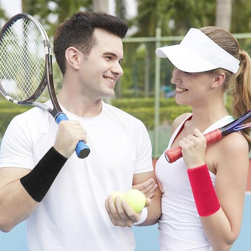 Image of 6 Inch Wrist Sweatbands Tennis Wrist Bands Absorbent Sweat Band for Men and Women Sport Long Wrist Bands, Breathable Cotton Athletic Sweatbands for Basketball, Workout, Running (4 Pack)