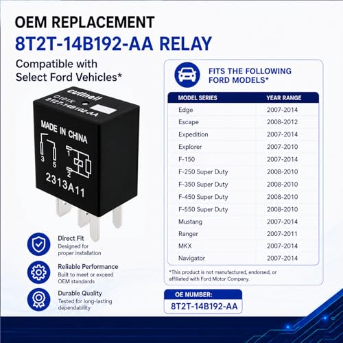 6-Pack 8T2T-14B192-AA Relevador Automotriz 12V 40A 4 Pines miniatura 3
