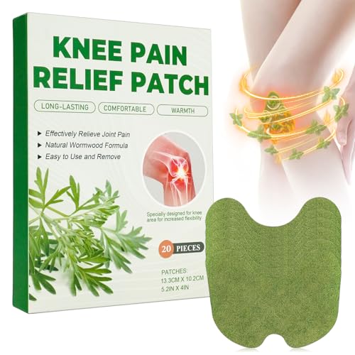 Holilo Parche para Aliviar el Dolor de Rodilla, 20 Parches Dolor Rodilla, Parches para Aliviar el Dolor de Ajenjo para Inflamación de Rodilla, Espalda, Hombros y Cuello