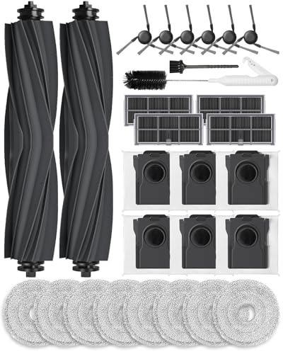 Image of E40 Ultra Replacement Parts Compatible with Mova E40 Ultra & P20 Ultra Robot Vacuum Cleaner,28 PCS E40 Ultra Accessories Kit :2 Main Brush, 6 Side Brush, 6 Activated Carbon Dust Bag, 4 Filter, 8 Mop