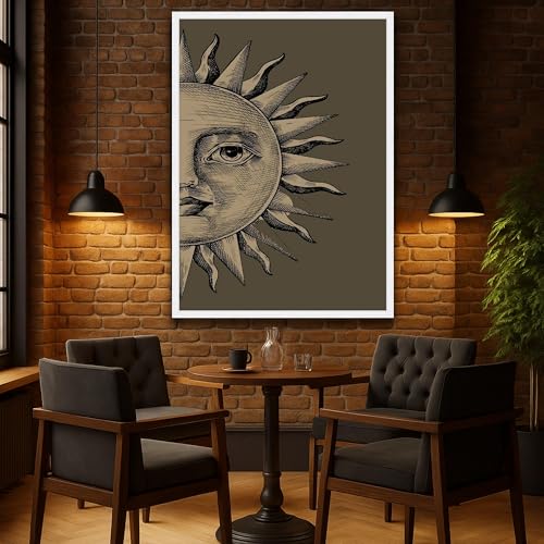 Tableau vintage soleil impression sur toile bohème 70x100cm