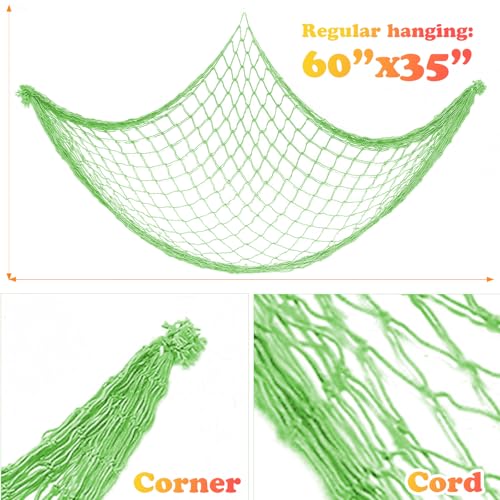 Image of 2 Pack Fish Net Decorations for Party,Natural Cotton Hawaiian Party Fishing Net Decorative, Nautical Themed Cotton Fishnet Under The Sea Pirate Ocean Beach Decor