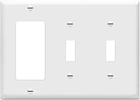 Enerlites 881231-W 3-Gang Double Toggle/Single Decorator Wall Plate Cover - Durable Polycarbonate, Heat/Fade Resistant, UL Listed, White