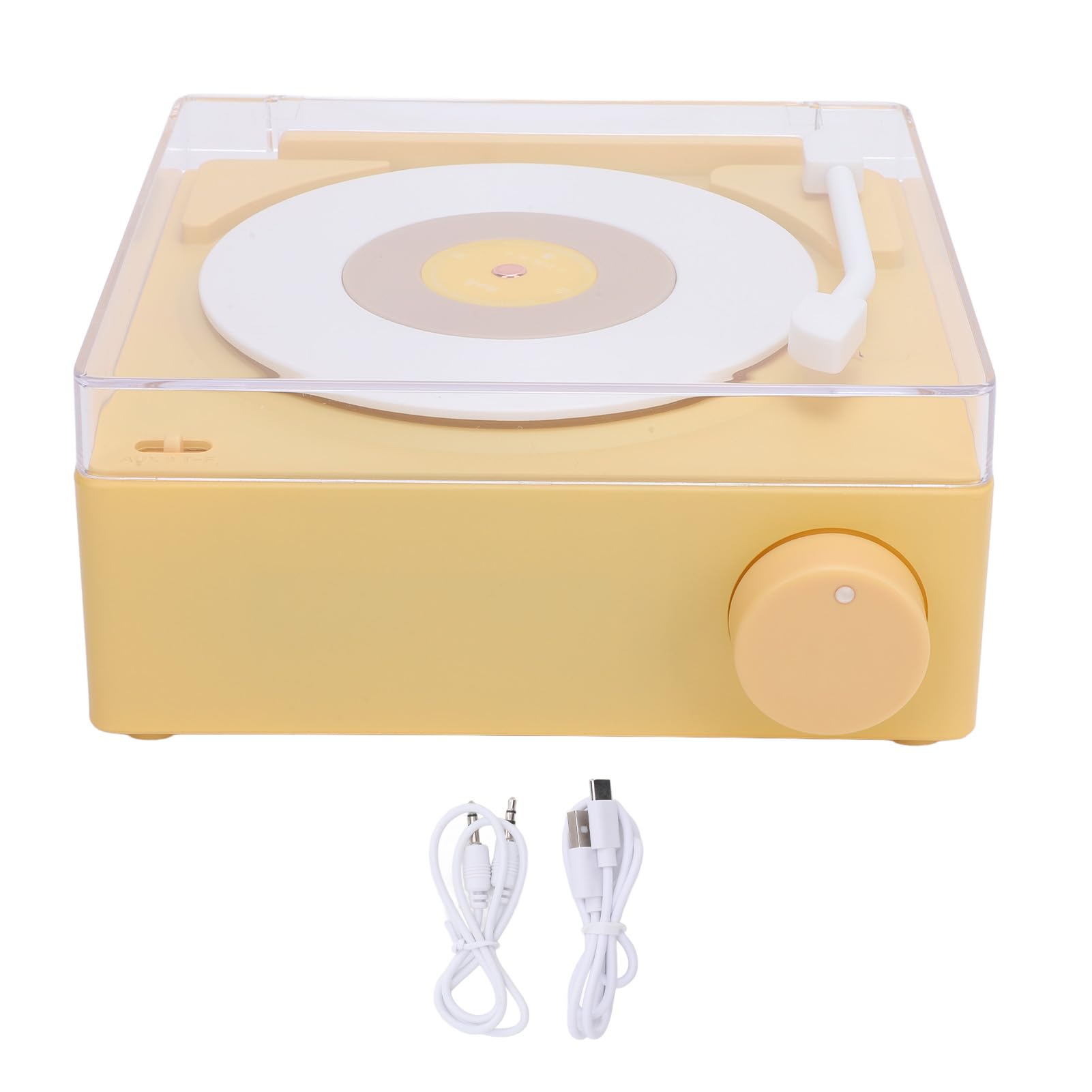 SIXRUN Altavoz Bluetooth con Tocadiscos, Altavoz Inalámbrico ABS con Reloj Despertador, Batería Integrada de 1200 MAh, Compacto de 15,5 X 6 X 13 Cm para el Hogar, Dormitorio, Escritorio, Oficina
