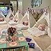 Sumbababy 4 Pack Teepee Tent for Kids Slumber Party, Sleepover Tents with Inflatable Airbeds, Foldable Indoor Play Tent Natural Canvas Washable Fabric
