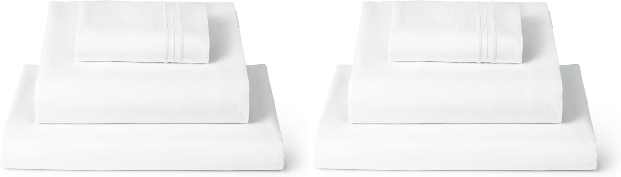 Mellanni Twin XL Sheets Set - 3 PC Iconic Collection Bedding - Hotel Luxury, Extra Soft, Cooling Bed Sheets - Wrinkle, Fade, Stain Resistant (Twin Extra Long, White) (Pack of 2)