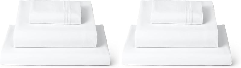 Mellanni Juego de sábanas Twin XL – Ropa de cama de colección icónica de 3 piezas – Lujo de hotel, sábanas refrescantes extra suaves – Resistente a las arrugas, la decoloración y las manchas (Doble extra largo, blanco) (paquete de 2)
