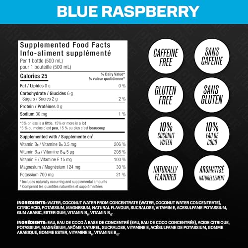 Image of Prime Blue Raspberry Hydration Drink, 16.9 fl oz ℮ 500 ml, 24 Pack