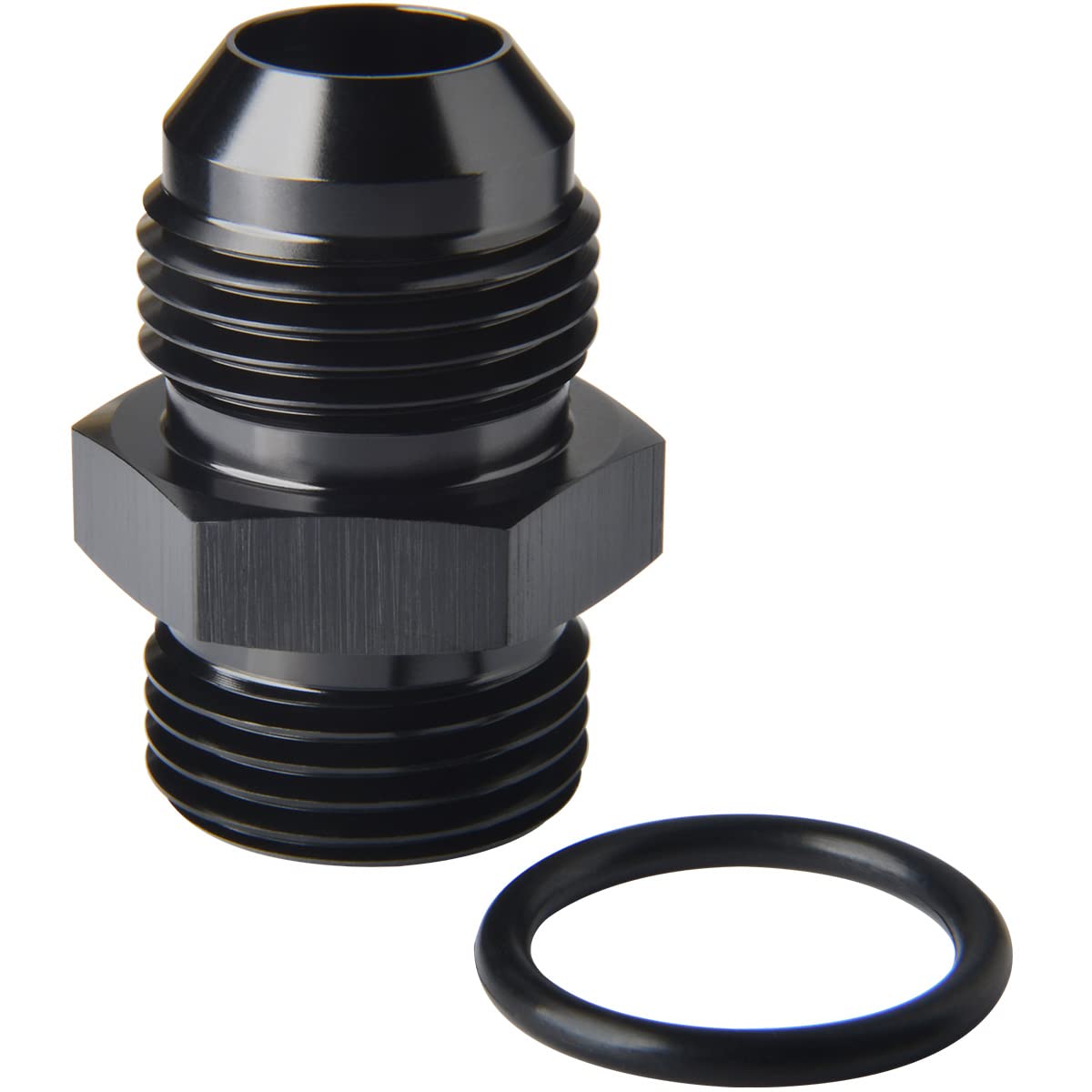 2-Pack Black AN8 Flare To ORB Male Adapter Fittings For Fuel Rails (Includes O-Rings)