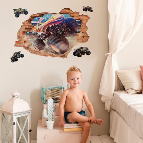 Vinilo decorativo infantil 3D Monster Truck removible