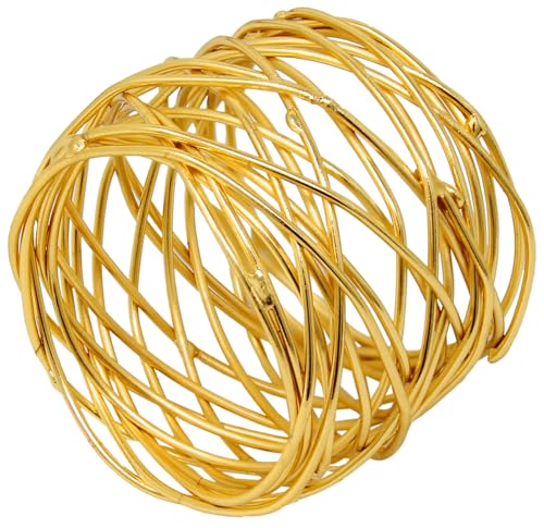 Image of SKAVIJ Handmade Twisted Wire Mesh Napkin Rings Holders Decor Dinner Party Wedding Thanksgiving Christmas Gathering (Gold 100pcs)