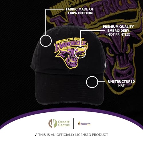 Gorra bordada ajustable negra MNSU Mavericks miniatura 4