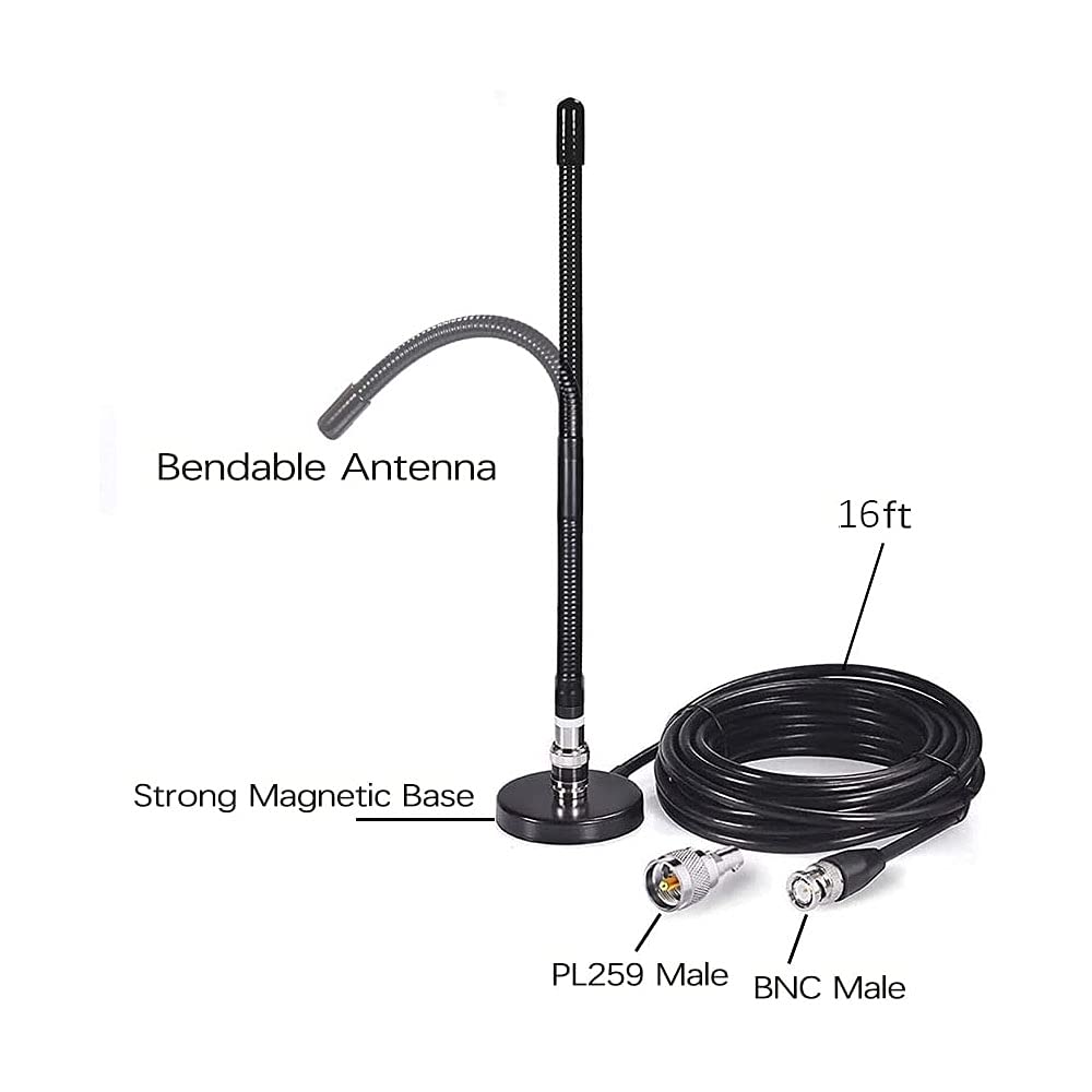 Base Magnetica Per Antenna Radio Con Cavo Da 5m - Supporto Magnetico Resistente Per Auto, UHF, PL259 A SO239