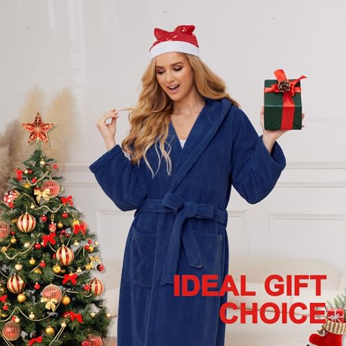 Image of PJGGZ Hooded Bathrobes for Women, Soft Long Towel Robes for Women - Quick Dry yet Warm