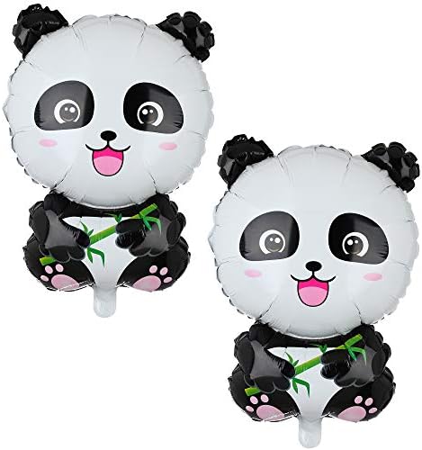 2 Pcs Panda Large Mylar Foil Balloons Jungle Safari Animals Theme Birthday Party Decorations Kids Gift Shower Decor Supplies