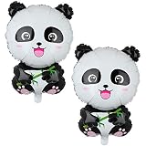 2 Pcs Panda Large Mylar Foil Balloons Jungle Safari Animals Theme Birthday Party Decorations Kids Gi