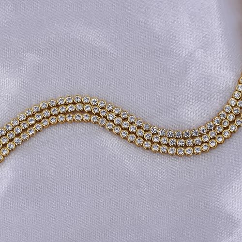 espere Round Bezel Tennis Necklace | 14K Yellow Gold Bezel Set Round CZ Chain Necklace 3 Carat | Classic Round-Cut Diamond Necklace CZ Tennis | Bridal Jewelry | Wedding Necklace | Bridal Necklace 6