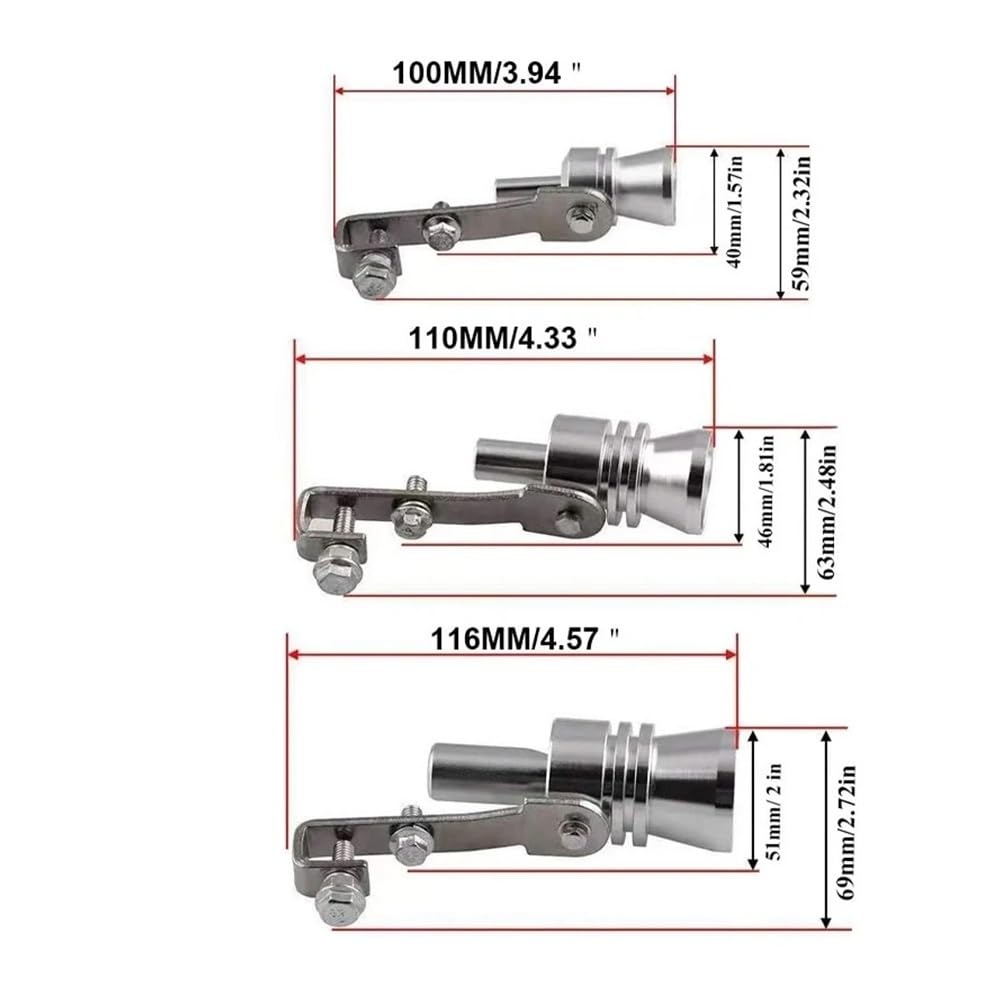 D'échappement Tuyau Silencieux Moto Motorbike Car Exhaust Fake Turbo Whistle Pipe Sound Muffler Blow Off Valve Universal Simulator Whistler Aluminum Silver S/M/L/XL