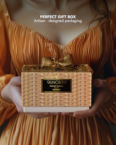 Image of 96NORTH Creamy Vanilla Scented Candles | Large 3 Wick Jar Candle | Up to 40 Hours Burning Time | 100% Natural Soy Wax | Relaxing Scented Candle for Home | Gift-Ready Luxury Candle for Men & Women