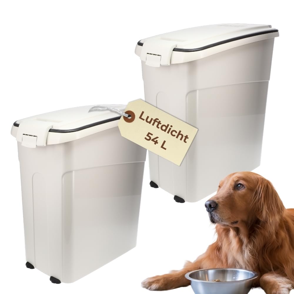 GarPet 2er Set Futtertonne Luftdicht mit Deckel Futtertonne Pferd Hund Hundefutter Aufbewahrung Hundefutter Box Trockenfutter Aufbewahrung Futterbox 54 L