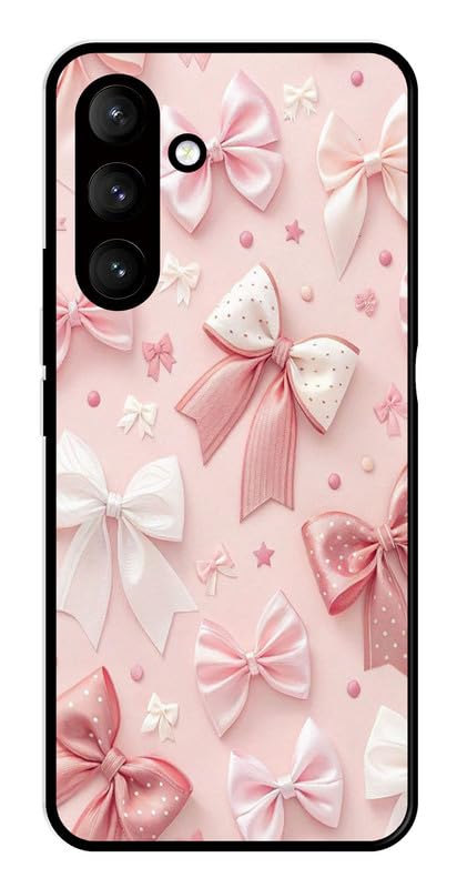 Image of AARFAA Compatible for Samsung Galaxy S26 5G Mobile Phone Back Cover Case for Metal | for Boys Girls | Pink Bow Printed Rubber Silicone Soft TPU Sides with Camera Protection