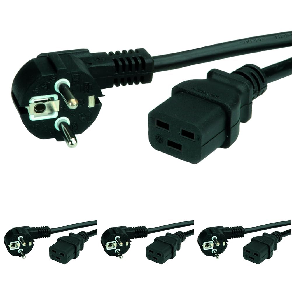 VALUE Netzkabel Schutzkontakt- IEC320-C19 16A, schwarz, 3 m (Packung mit 4)