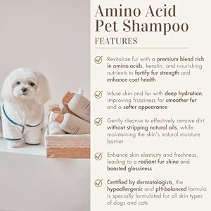 YUKIMI Premium Pet Shampoo with Amino Acids for Dogs & Cats | Dermatologist Certified Hypoallergenic Formula | Hydrating, Strengthening, Shines | Keratin Nourishment for Coat | pH Balanced – 8.5 Fl Oz