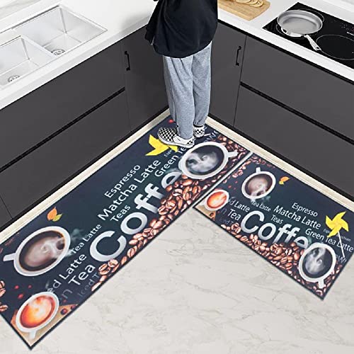 Image of HomeCloud Kitchen Rectangular Mat: Premium Anti-Slip, Soft, Washable, Designer Printed Mat for Floors, Kitchens, and Rooms - (6mm Thick, 41x122 cm and 41x61cm) (Black Espresso)