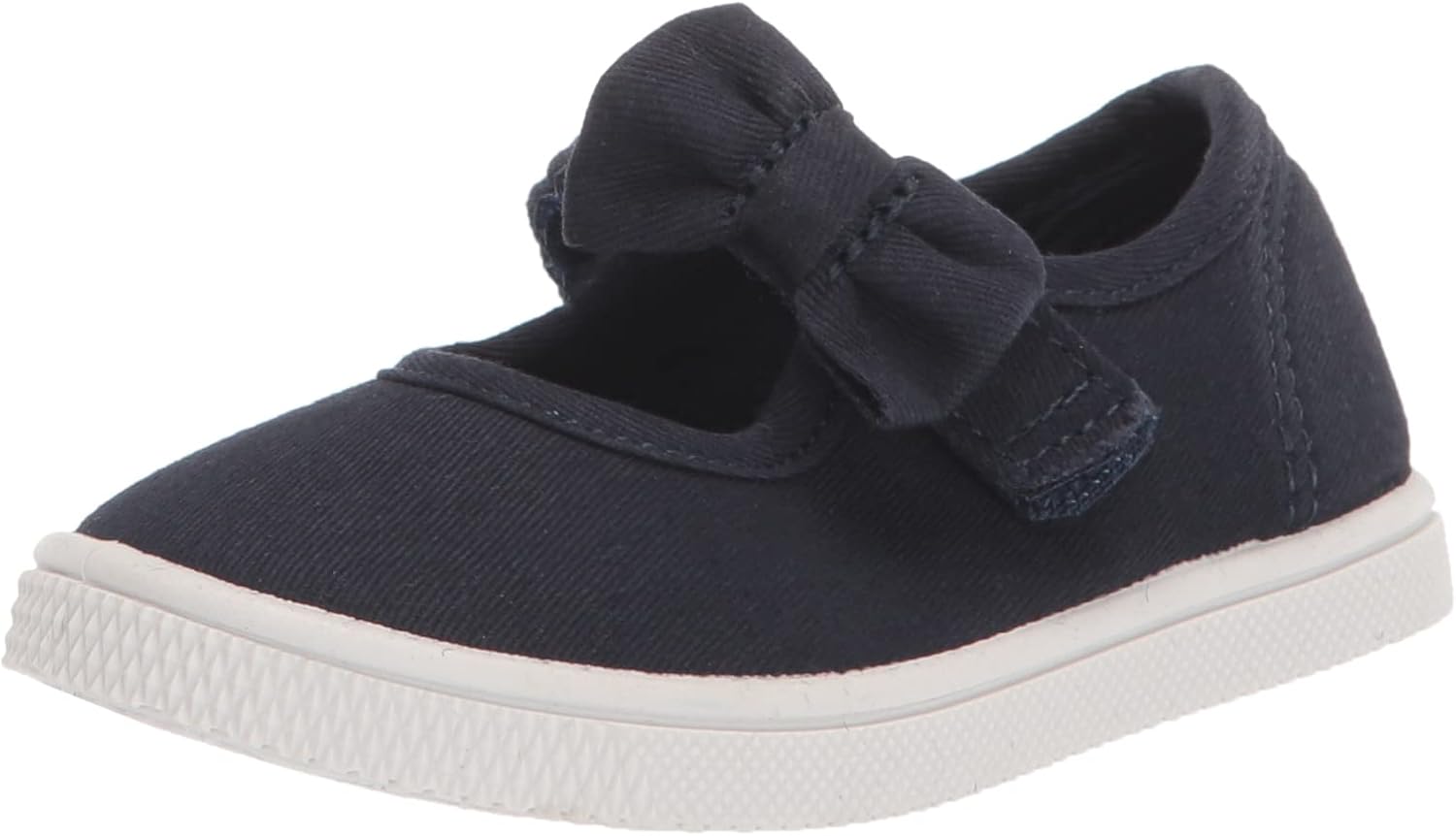 The Children's Place,baby-girls,Slip on Sneakers,Uniform Bow Strap Canvas Sneakers,Navy,7 Toddler