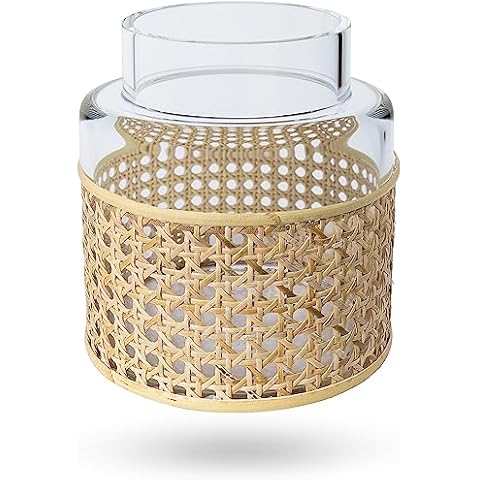 NAMAII Glass Flower Vase with Rattan Cover Cover